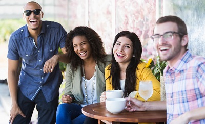 group of friends at coffee shop